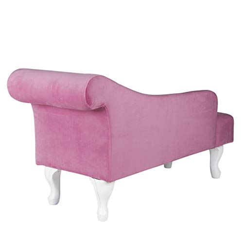 HomePop Youth Chaise Lounge, Pink Velvet