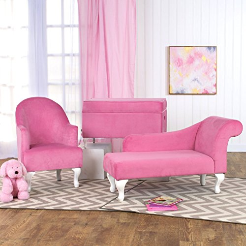 HomePop Youth Chaise Lounge, Pink Velvet