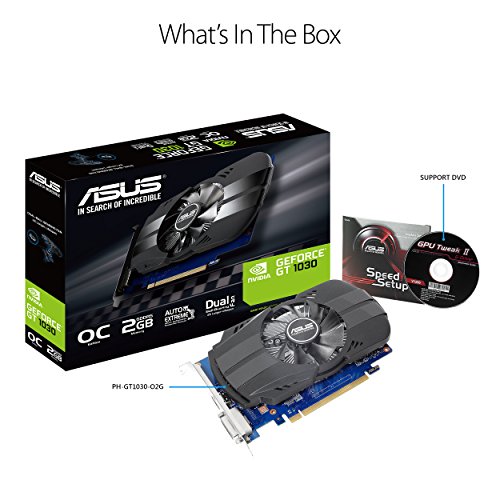 ASUS PH-GT1030-O2G GeForce GT 1030 2GB Phoenix Fan OC Edition HDMI DVI Graphics Card