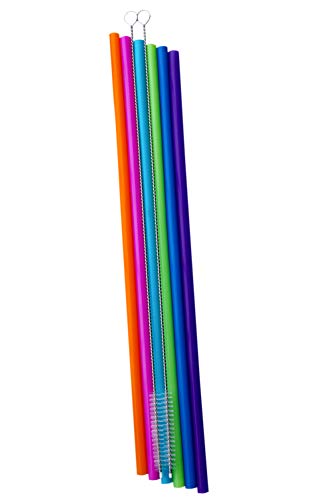 Tegion 12 Inch Extra Long Reusable Silicone Straight Straws for Extra Tall Tumbler 40 OZ Hydro Flask,32 OZ Blender Bottle Nutribullet, Nutri Ninja Cups