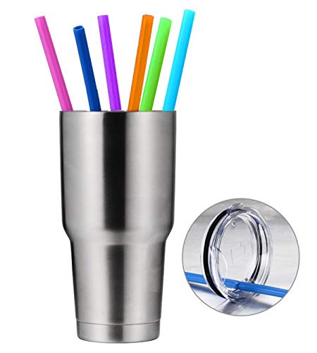 Tegion 12 Inch Extra Long Reusable Silicone Straight Straws for Extra Tall Tumbler 40 OZ Hydro Flask,32 OZ Blender Bottle Nutribullet, Nutri Ninja Cups