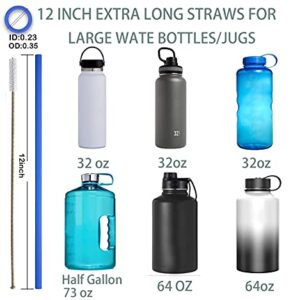 Tegion 12 Inch Extra Long Reusable Silicone Straight Straws for Extra Tall Tumbler 40 OZ Hydro Flask,32 OZ Blender Bottle Nutribullet, Nutri Ninja Cups