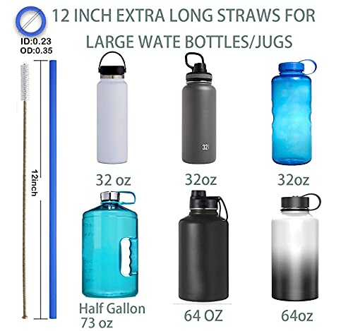 Tegion 12 Inch Extra Long Reusable Silicone Straight Straws for Extra Tall Tumbler 40 OZ Hydro Flask,32 OZ Blender Bottle Nutribullet, Nutri Ninja Cups