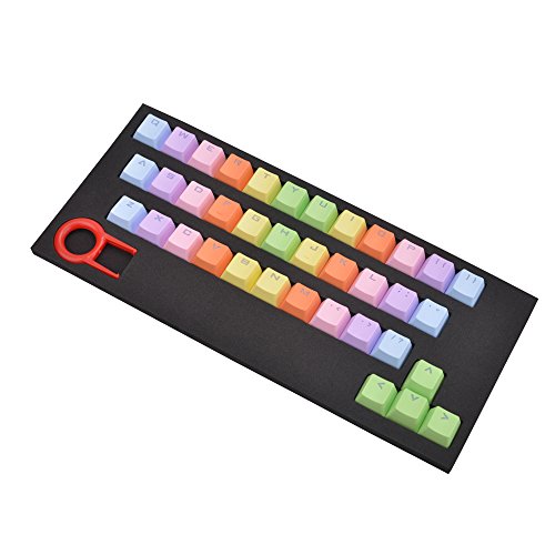 37 Keys PBT Keycaps Double-Shot Backlit Keycaps Set for Gaming Mechanical Keyboard Keycaps Rainbow Gradient