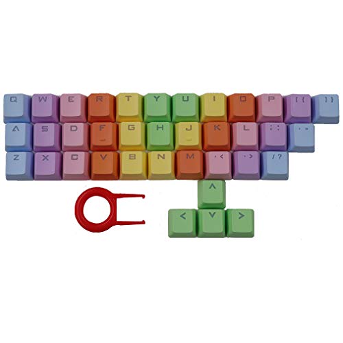 37 Keys PBT Keycaps Double-Shot Backlit Keycaps Set for Gaming Mechanical Keyboard Keycaps Rainbow Gradient