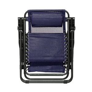 Amazon Basics Outdoor Textilene Adjustable Zero Gravity Folding Reclining Lounge Chair with Pillow, 26", Navy Blue