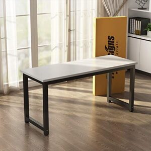 Tribesigns Computer Desk, 55 inch Large Office Desk Computer Table Study Writing Desk for Home Office, White + Black Leg