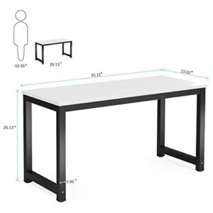 Tribesigns Computer Desk, 55 inch Large Office Desk Computer Table Study Writing Desk for Home Office, White + Black Leg