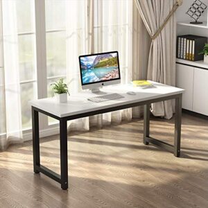 Tribesigns Computer Desk, 55 inch Large Office Desk Computer Table Study Writing Desk for Home Office, White + Black Leg