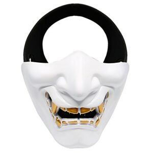 atairsoft halloween costume cosplay bb gun evil demon monster kabuki samurai hannya oni half cover airsoft and prop mask (white)