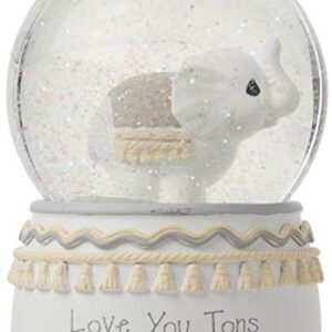 Precious Moments Resin/Glass Love You Tons Elephant Musical Snow Globe, Gray Chevron