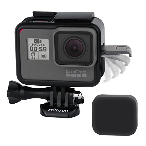 SOONSUN Frame Mount Housing Case Compatible with GoPro Hero 5 6 7 Black, Hero7 Silver, Hero7 White, Hero (2018) Cameras