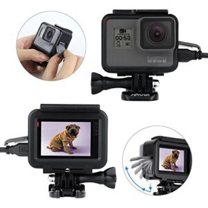 SOONSUN Frame Mount Housing Case Compatible with GoPro Hero 5 6 7 Black, Hero7 Silver, Hero7 White, Hero (2018) Cameras