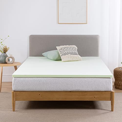 ZINUS 1.5/3/4-inch Green Tea Memory Foam Mattress Topper, Pressure-Relieving Layers, CertiPUR-US Certified, (1.5 in, Queen)