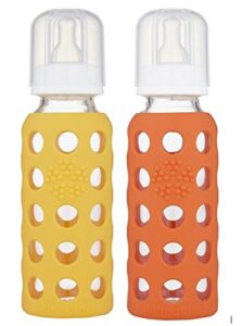 lifefactory 9oz glass baby bottle 2pk - mango/papaya
