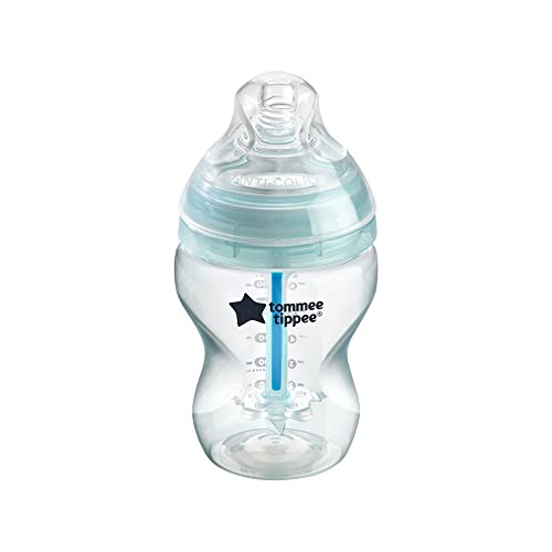 Tommee Tippee Anti-Colic Baby Bottle, Slow Flow Breast-Like Nipple and Unique Anti-Colic Venting System, 9oz, 1 Count, Clear