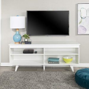 walker edison rohde contemporary 4 cubby tv stand for tvs up to 65 inches, 58 inch, white