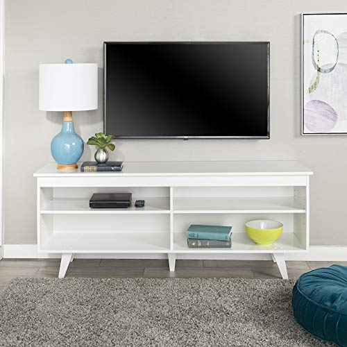 Walker Edison Rohde Contemporary 4 Cubby TV Stand for TVs up to 65 Inches, 58 Inch, White