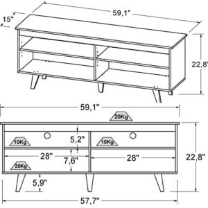 Walker Edison Rohde Contemporary 4 Cubby TV Stand for TVs up to 65 Inches, 58 Inch, White