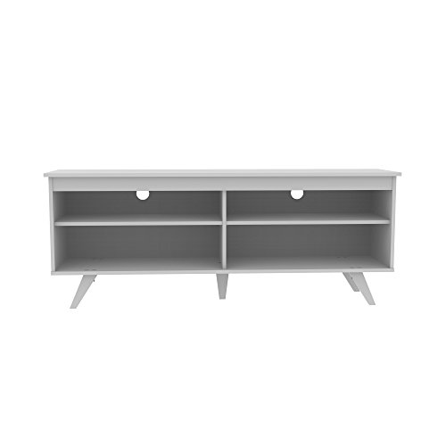 Walker Edison Rohde Contemporary 4 Cubby TV Stand for TVs up to 65 Inches, 58 Inch, White