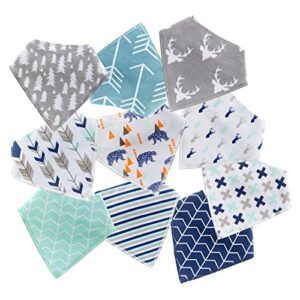 MiiYoung 10-Pack Baby Bandana Drool Bibs for Drooling and Teething Boys Girls