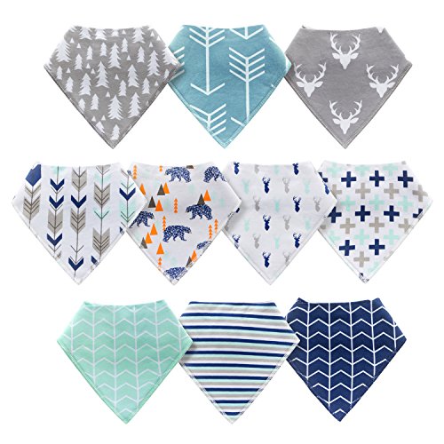 MiiYoung 10-Pack Baby Bandana Drool Bibs for Drooling and Teething Boys Girls