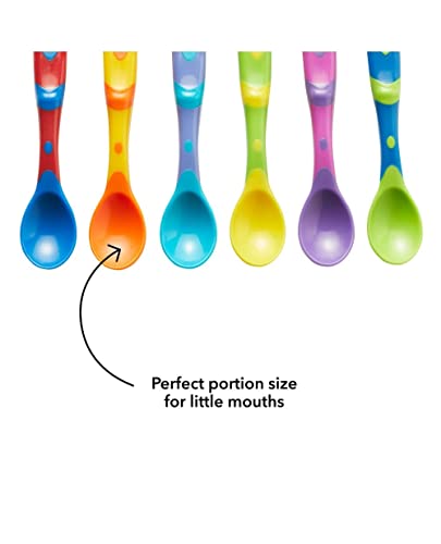 Nuby 6 Piece Long Handle Weaning Spoons, Assorted, One Size