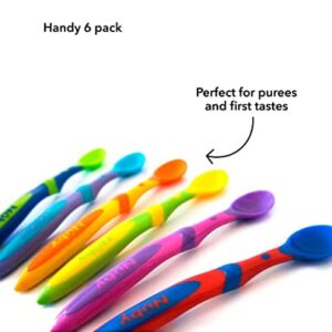 Nuby 6 Piece Long Handle Weaning Spoons, Assorted, One Size