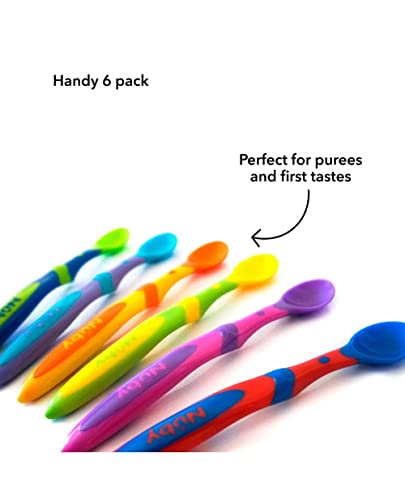 Nuby 6 Piece Long Handle Weaning Spoons, Assorted, One Size