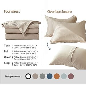 Simple&Opulence French Linen Duvet Cover Set - Full Size(78" x 86")- 3 Pieces (1 Comforter Cover,2 Pillowcases)- Natural Flax Cotton Blend-Solid Color Breathable Farmhouse Bedding-Linen/Beige