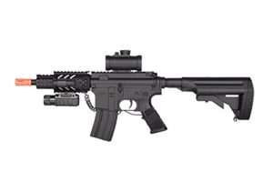 golden ball & de m4 cqc fully automatic electric aeg airsoft rifle w/flashlight and scope (battery & charger included)