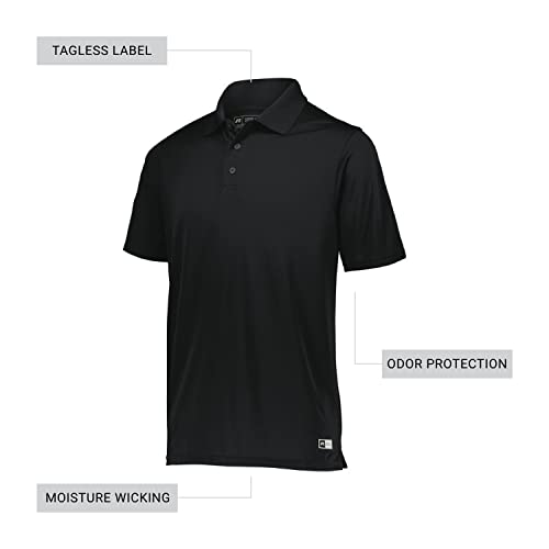 Russell Athletic Men's Standard Dri-Power Performance Golf Polo, Black, 3XL