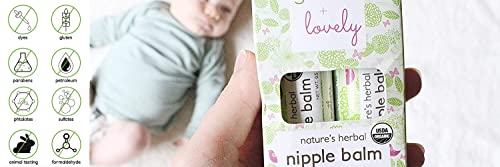 Green+Lovely Nipple Balm Organic Nature's Herbal Breastfeeding Cracked Nipples Soother Nursing Crack Ointment Essential Stick, Silky Calendula Infused, Pregnancy Essential, 2 x 0.5 oz Gift Set