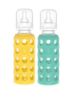lifefactory 9oz glass baby bottle 2pk - kale/mango