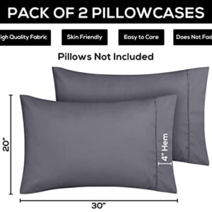 Utopia Bedding Queen Pillowcases - 2 Pack - Envelope Closure - Soft Brushed Microfiber Fabric - Shrinkage and Fade Resistant Pillow Covers Standard Size 20 X 30 Inches (Queen, Grey)