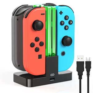 charging dock replacement for switch & charger for switch oled joy con, charging station for switch with a usb type-c charging cord- black