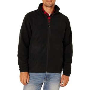 amazon essentials men's full-zip polar fleece jacket (available in big & tall), black, medium