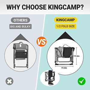 KingCamp Folding Camping, Heavy Duty Portable Directors Chairs for Adult with Side Table Mesh Back Compact Style for Outdoor, Outside,Lawn,Sports,Fishing,Beach,Picnic,Concert,Trip, Black-1 Pack