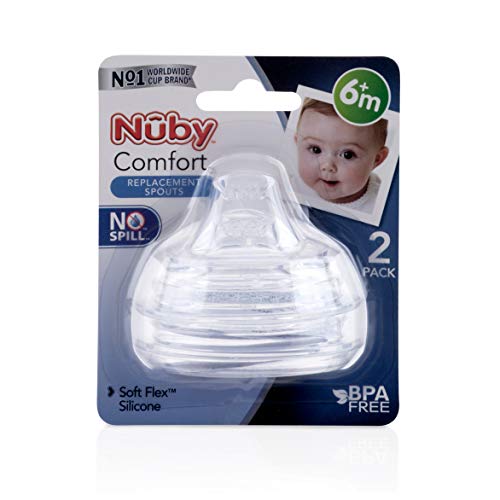 Nuby Comfort 360 Plus Bottle and Trainer Cup Replacement Spout, 2 pack