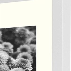 Frametory, 16x20 Picture Frame - Made to Display 11x14 Photo with Ivory Mat - Wide Molding - Built in Hanging Features - Preinstalled Wall Mounting Hardware (White, 1 Pack)
