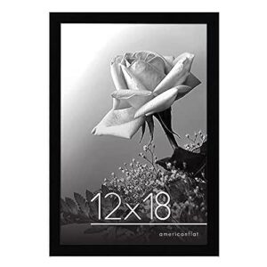 americanflat 12x18 poster frame in black - composite wood with polished plexiglass - horizontal and vertical formats for wall with included hanging hardware