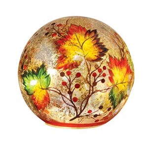 collections etc lighted fall leaf glass crackle ball