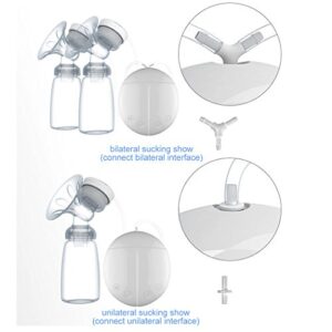 Electric Double Breast Pumps BPA-Free USB Dual Control Milk Suction and Breast Massager Baby Breastfeeding Comfortable Lightweight Postpartum Milk Pump with 150 ml Milk Storage Bottle 2 Modes 9 Speed