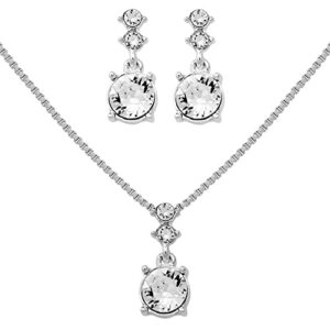 nine west silver-tone and crystal necklace and earrings set