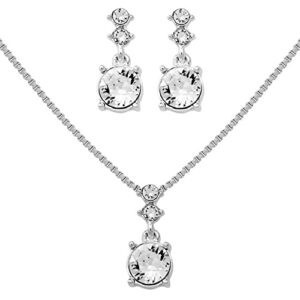 NINE WEST Silver-Tone and Crystal Necklace and Earrings Set