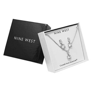 NINE WEST Silver-Tone and Crystal Necklace and Earrings Set