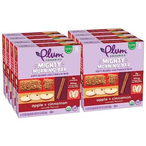 plum organics snack bars mighty morning apple cinnamon 5 count 8 pack organic snack for kids, toddlers, new look, packaging may vary