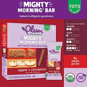 Plum Organics Snack Bars Mighty Morning Apple Cinnamon 5 Count 8 Pack Organic Snack for Kids, Toddlers, New Look, Packaging May Vary