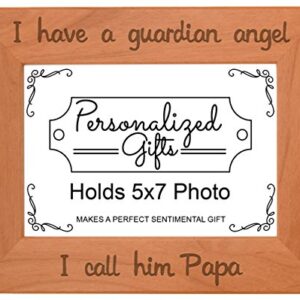 ThisWear Grandpa Remembrance Frame Papa I Have a Guardian Angel In Remembrance Gifts Natural Wood Engraved 5x7 Landscape Picture Frame Wood