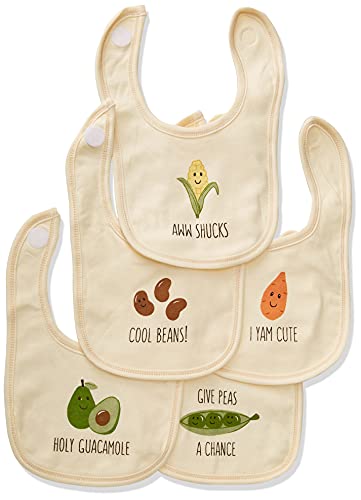 Touched by Nature Unisex Baby Organic Cotton Bibs, Guacamole, One Size